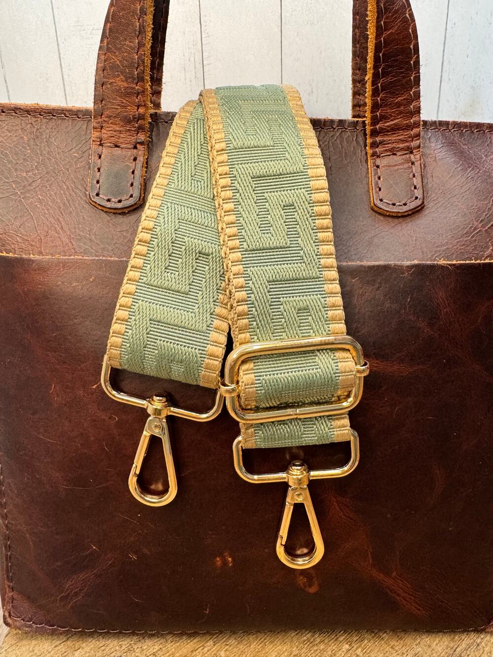 Mint Green Light Brown Purse Strap Wide Crossbody Bag Strap Boho Purse Strap